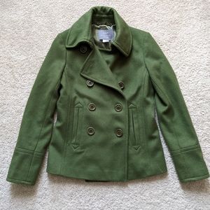 J. Crew Olive Green Wool Peacoat